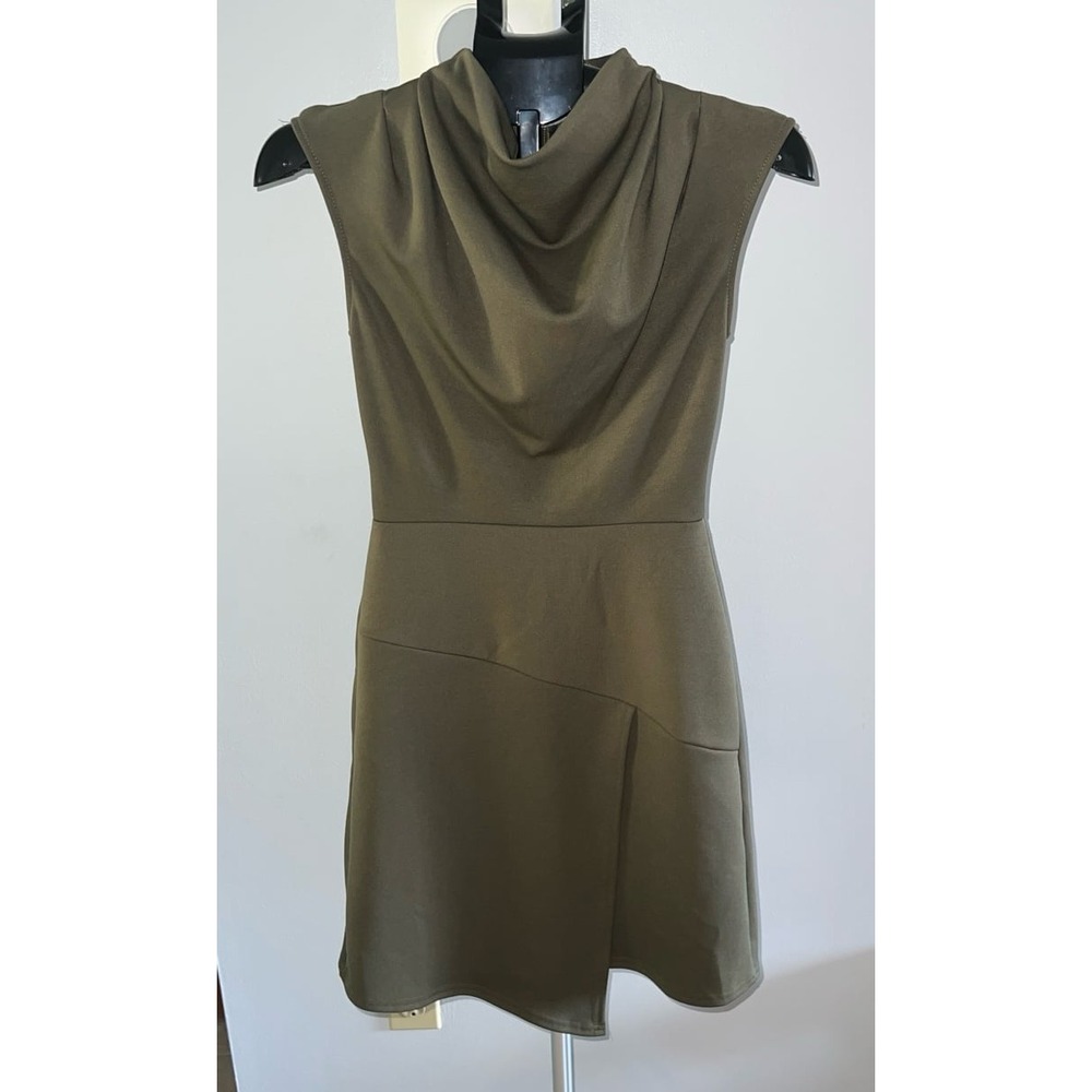 Closet London Olive Green High Neck Wrap Skirt Mini Dress Size 4‎